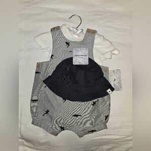 Tommy Bahama Kids Gray and Black Shark Romper Set 3-6 Month